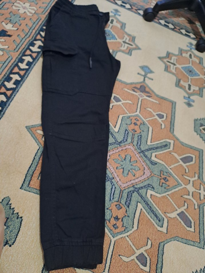 Siyah Bol Kesim Kemerli Erkek kumaş Pantolon - Görsel 3