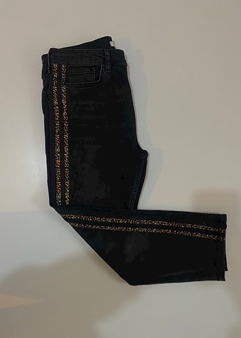 İpekyol leopar detaylı siyah jean - Görsel 6