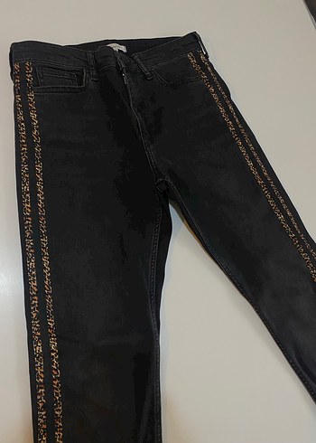 İpekyol leopar detaylı siyah jean - Görsel 2
