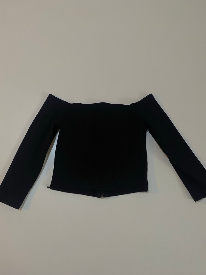 Twist fermuarlı düşük omuz bluz - Görsel 4