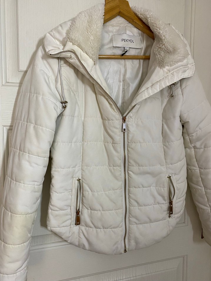 İpekyol Beyaz Fermuarlı Kadın Mont - Görsel 2