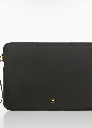 Siyah Deri Fermuarlı Kadın Laptop Çantası