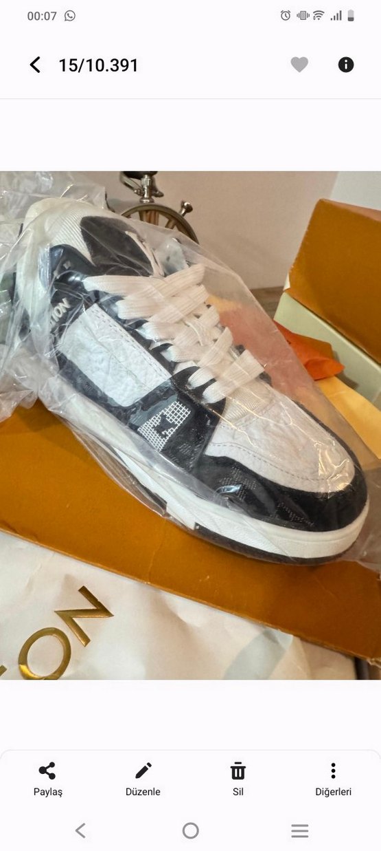 Beyaz Siyah Desenli Bağcıklı Erkek Spor Ayakkabı - Görsel 3