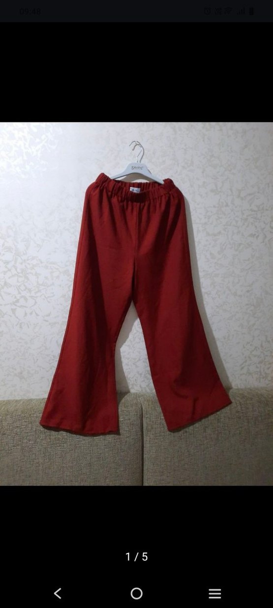 Bordo Rahat Kesim Kadın Kumaş Pantolon - Görsel 3