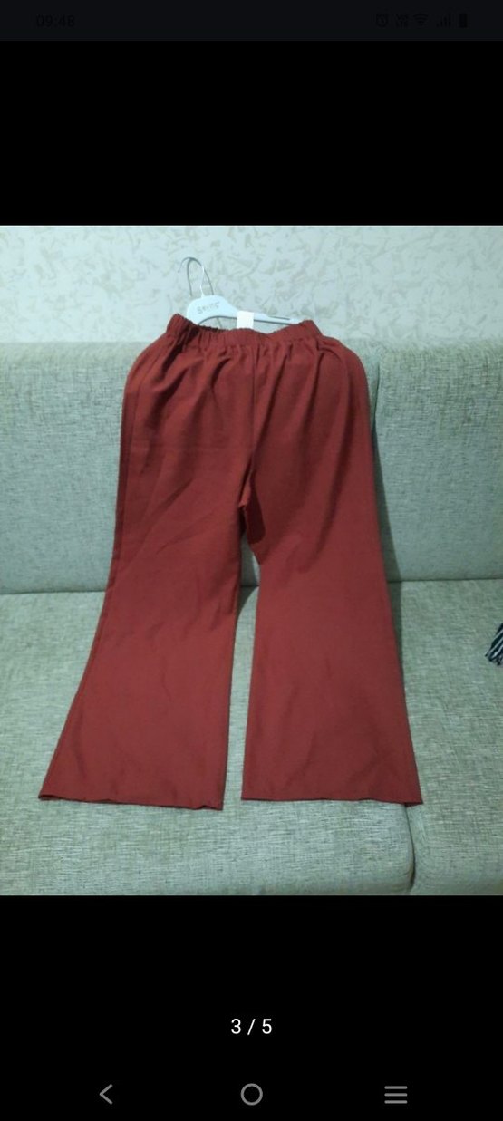 Bordo Rahat Kesim Kadın Kumaş Pantolon - Görsel 2