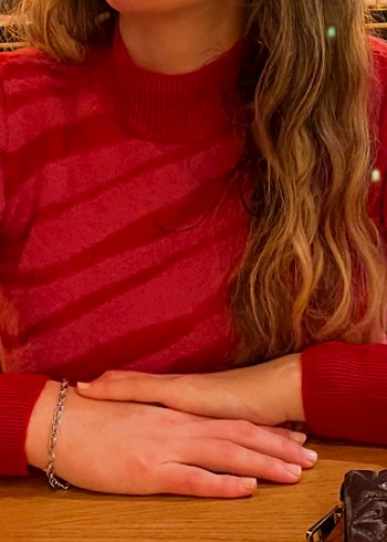 Kırmızı Zebra Desenli Yüksek Yakalı Kadın Kazak - Görsel 2