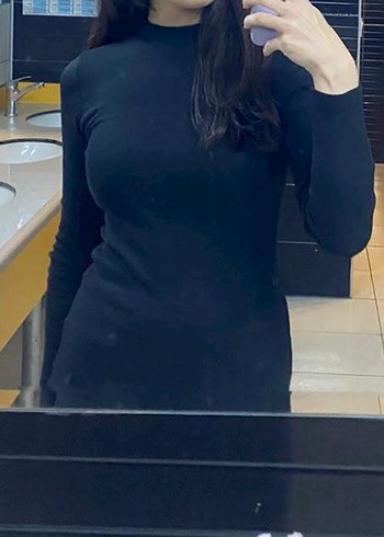 Zara siyah triko elbise - Görsel 2