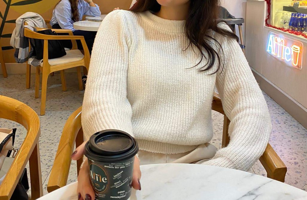 Beyaz Örgü Kadın Triko Kazak - Görsel 2