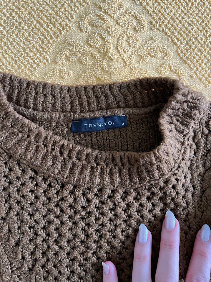 Zara Kahverengi Örgü Kadın Kazak - Görsel 2