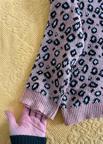 Zara Pembe Leopar Desenli Uzun Kollu Triko Kazak - Görsel 4