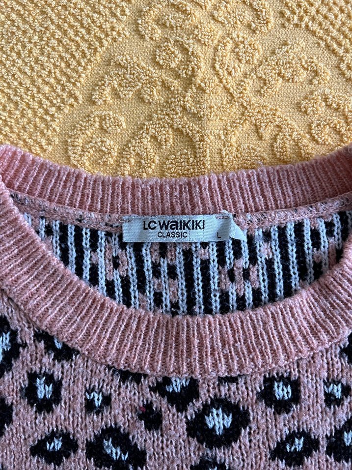 Zara Pembe Leopar Desenli Uzun Kollu Triko Kazak - Görsel 3