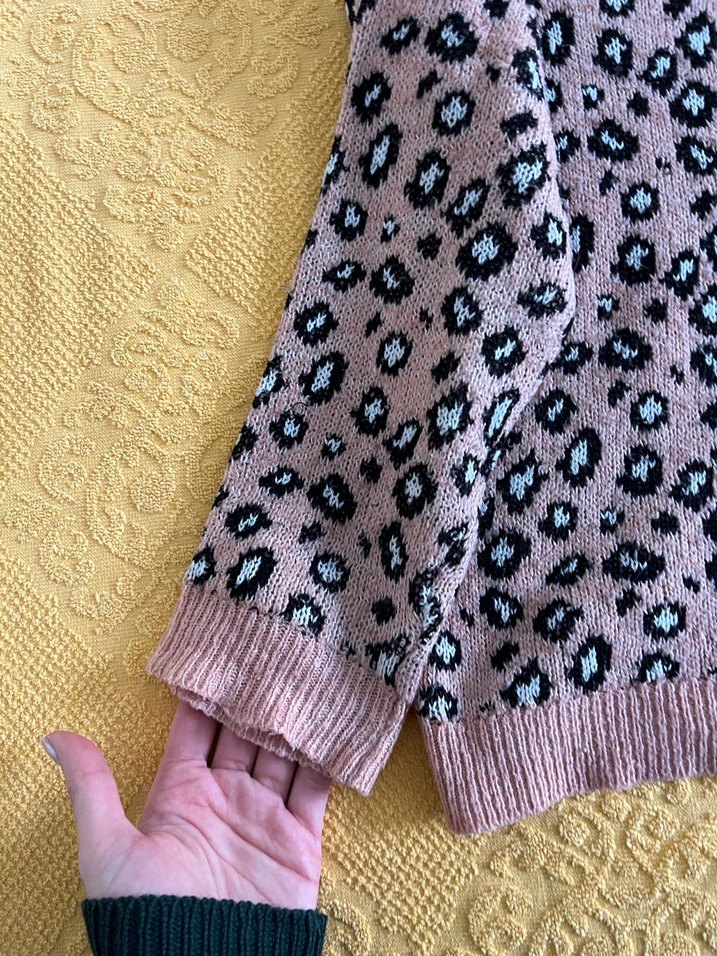 Zara Pembe Leopar Desenli Uzun Kollu Triko Kazak - Görsel 4