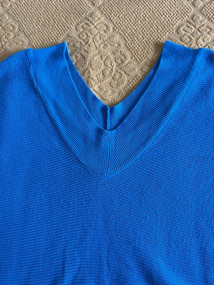 Zara Mavi V Yakalı Örgü Kadın Kazak - Görsel 2