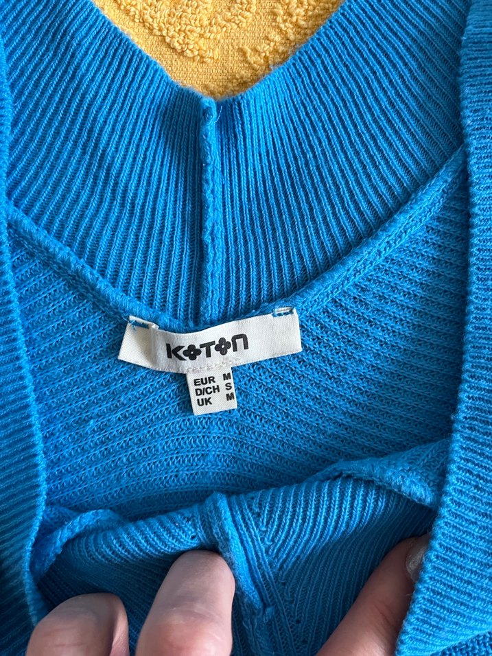 Zara Mavi V Yakalı Örgü Kadın Kazak - Görsel 4