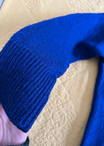 Zara Mavi Kadın Triko Kazak, Bisiklet Yaka, Rahat Kesim - Görsel 2