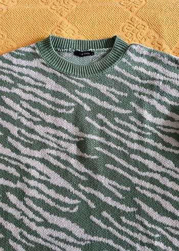 Zara Yeşil Zebra Desenli Kadın Triko Kazak - Görsel 2