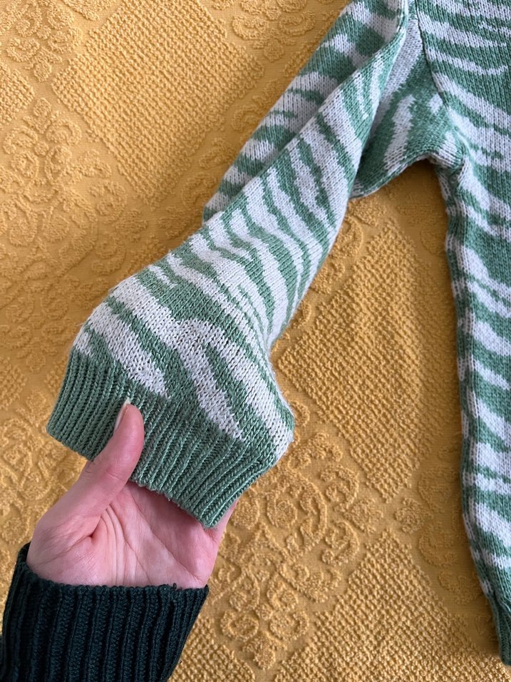 Zara Yeşil Zebra Desenli Kadın Triko Kazak - Görsel 4