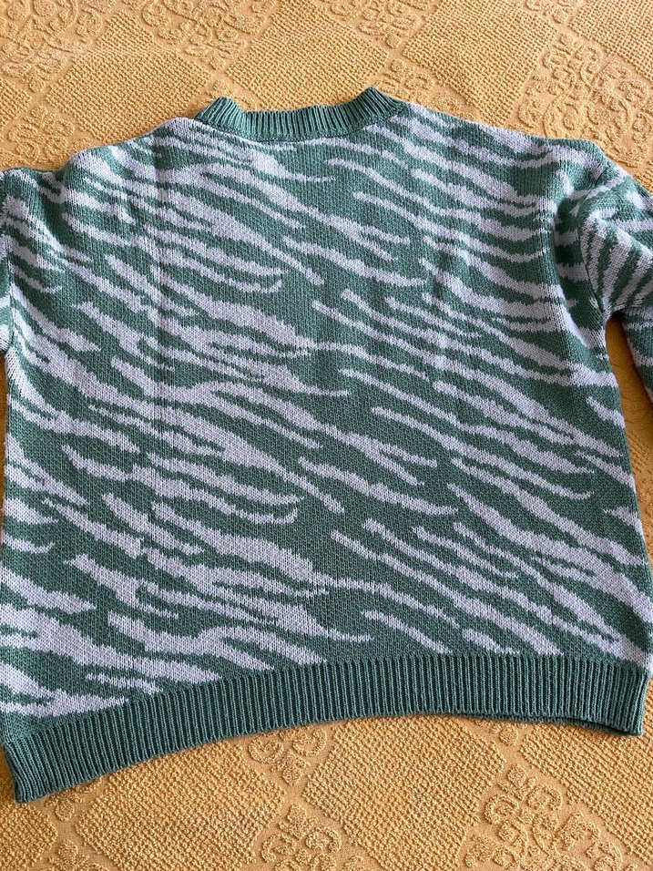 Zara Yeşil Zebra Desenli Kadın Triko Kazak - Görsel 5