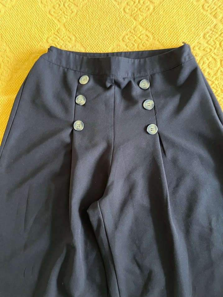 Zara Düğmeli siyah Midi Kadın Kumaş Pantolon - Görsel 2