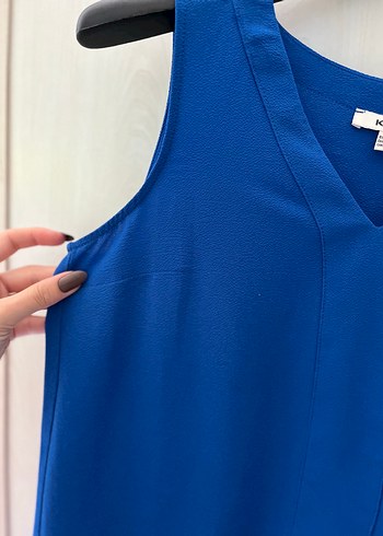 Zara Mavi V Yaka Kolsuz Kadın Bluz