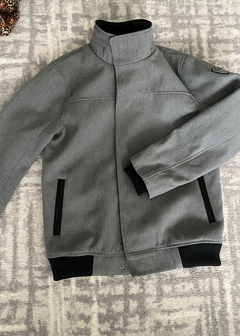 Armani Sik Gri Deri Gorunumlu Ceket