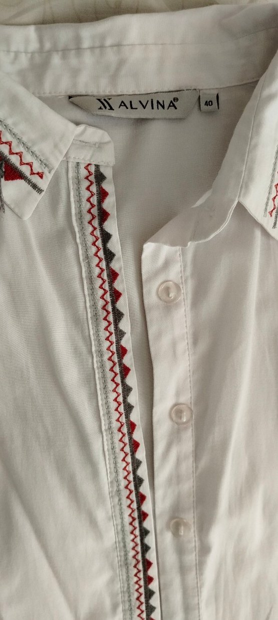 Uzun Kollu Beyaz Nakışlı Bohem Gömlek - Görsel 2