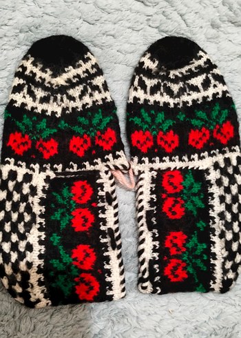 Renkli Nakışlı Örgü Kadın Ev Terliği - Görsel 5