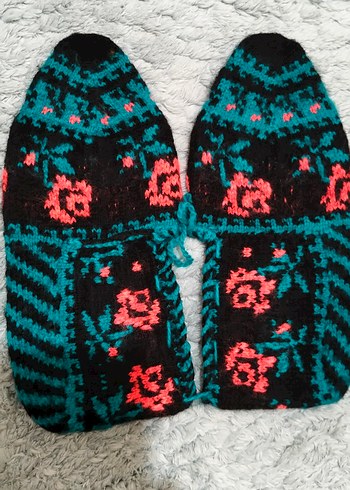 Renkli Nakışlı Örgü Kadın Ev Terliği - Görsel 6