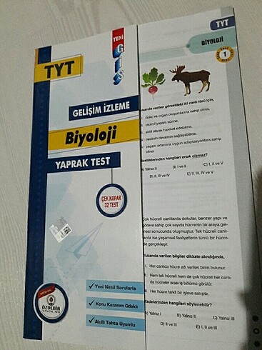 Özdebir yayınları tyt biyoloji yaprak test 