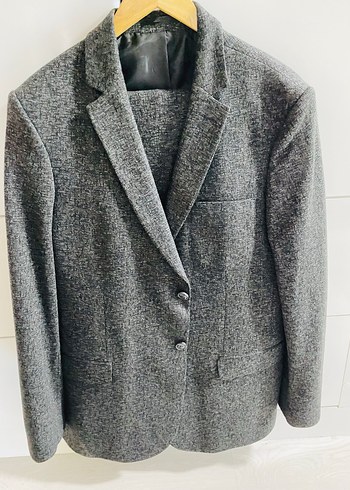 Gri Düğmeli Erkek takım elbise-ofis - Görsel 4