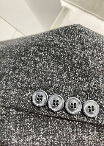 Gri Düğmeli Erkek takım elbise-ofis - Görsel 5