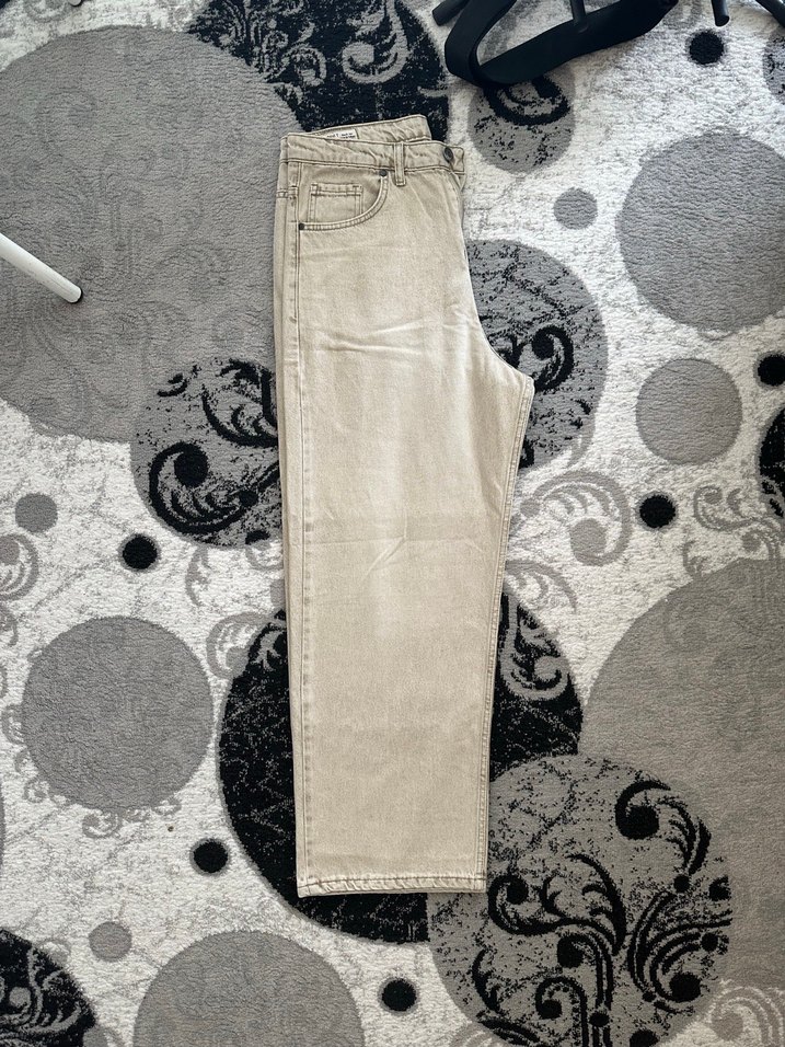 Erkek Baggy Krem Jean - Görsel 3