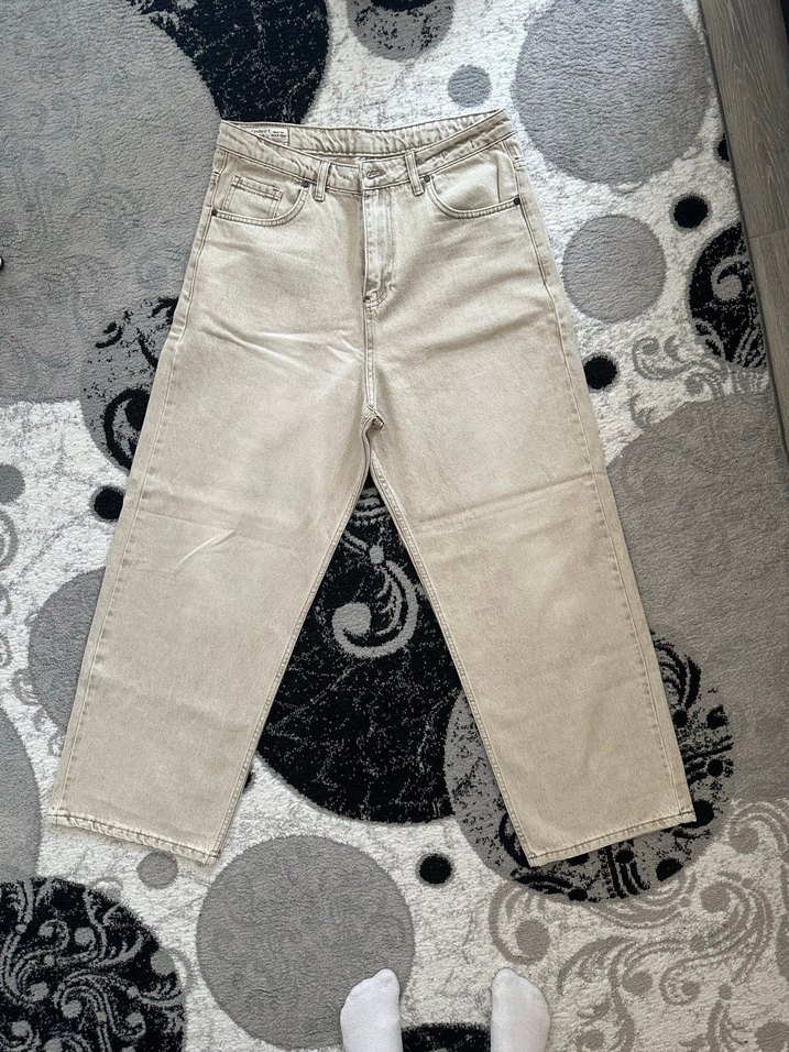 Erkek Baggy Krem Jean - Görsel 4