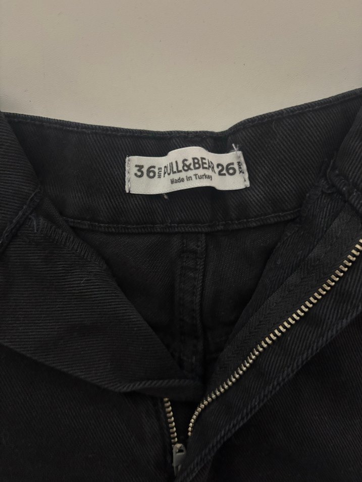 Kemerli Siyah Mini Kot Şort - Görsel 3