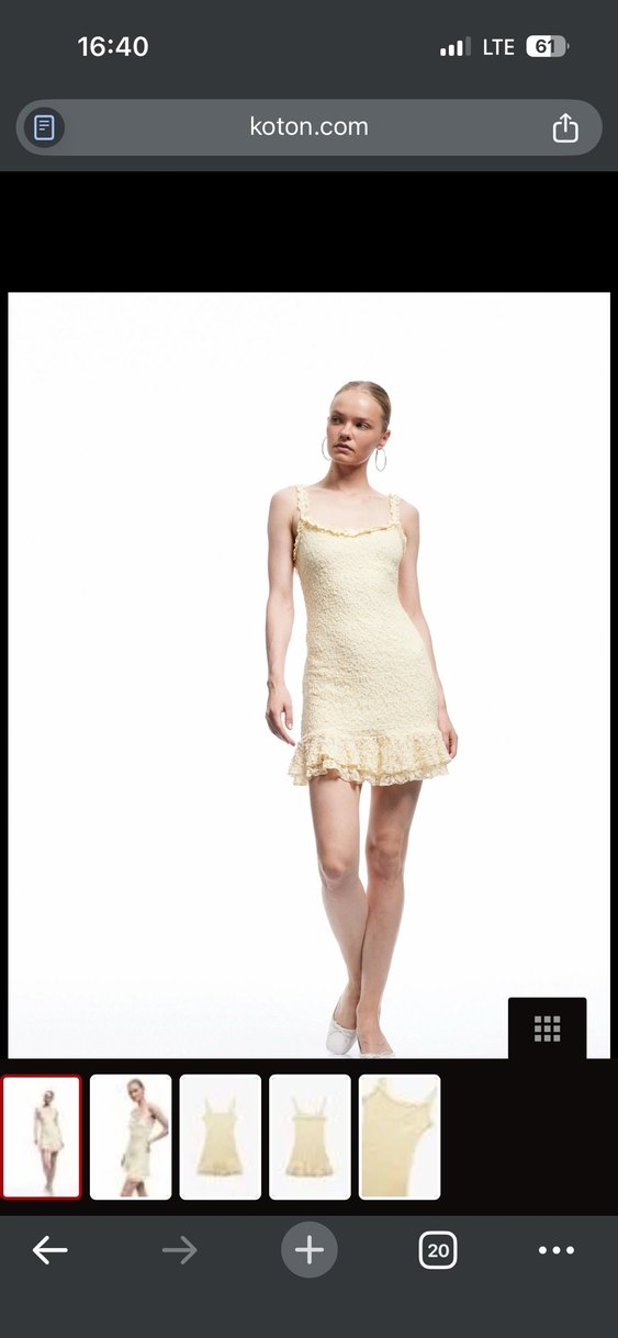 Dantel Detaylı sarı Kolsuz Midi Elbise - Görsel 4