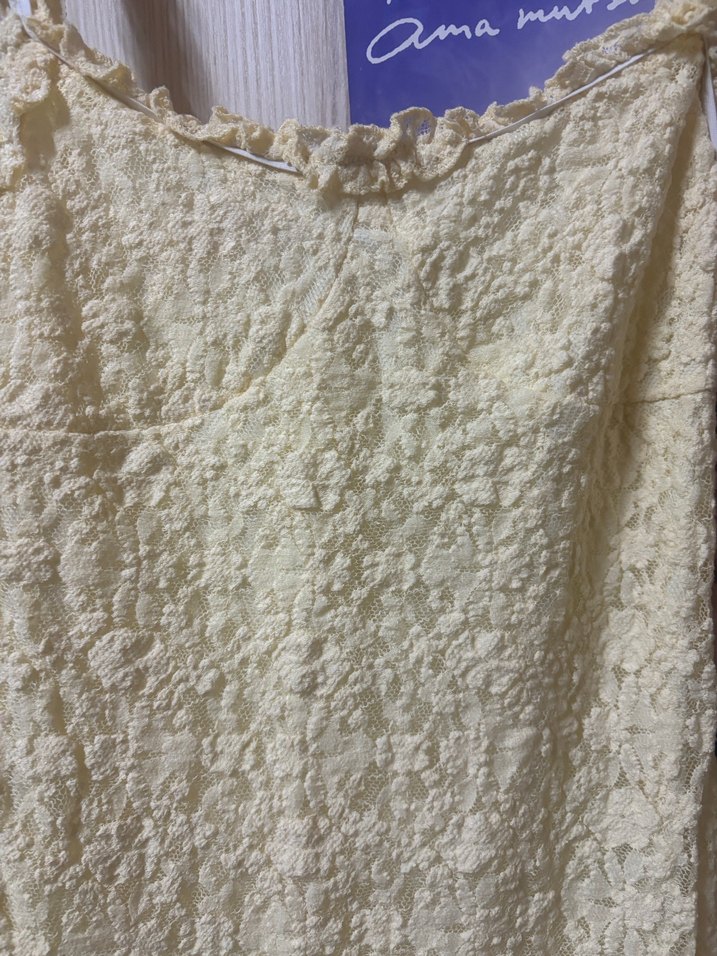 Dantel Detaylı sarı Kolsuz Midi Elbise - Görsel 2