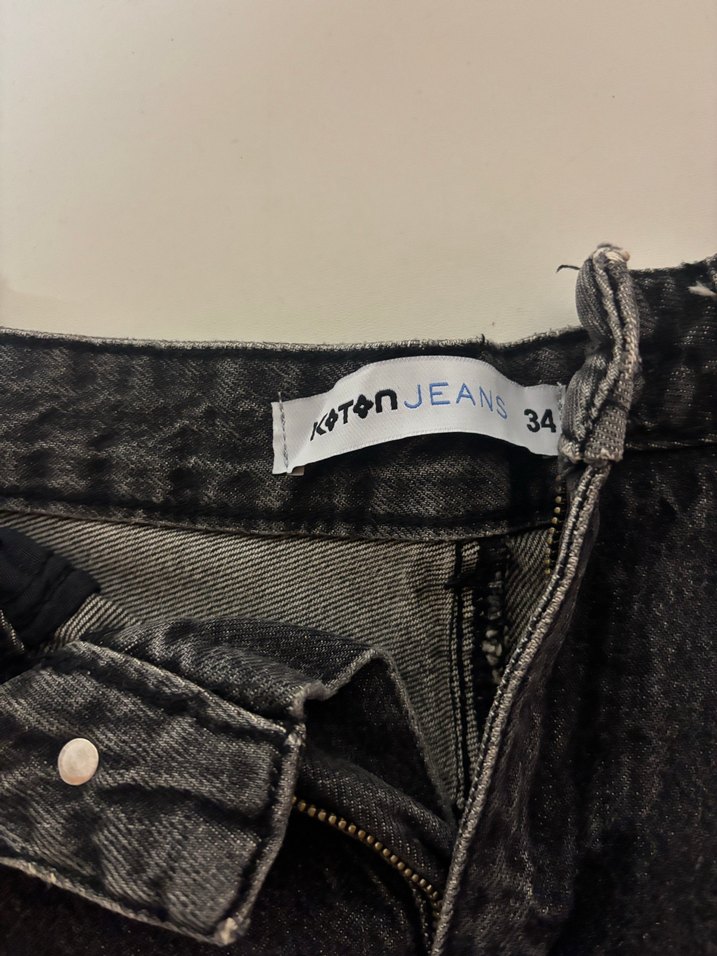 Düğmeli Siyah Mini Denim Şort - Görsel 3