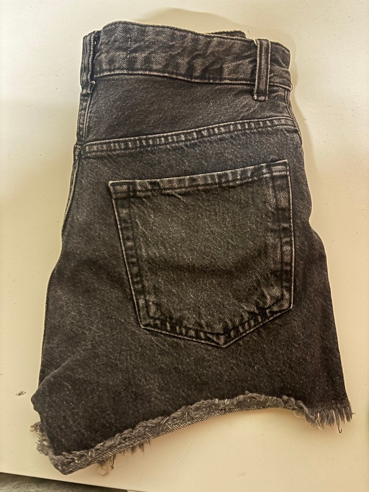 Düğmeli Siyah Mini Denim Şort - Görsel 4