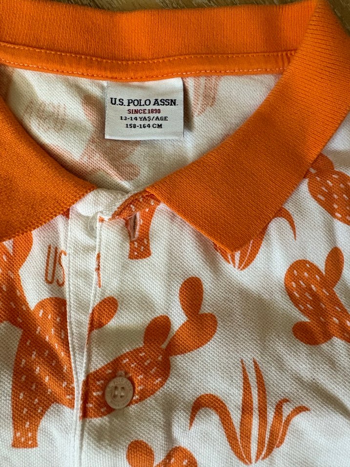Erkek Çocuk Turuncu Desenli Polo Tişört - Görsel 2