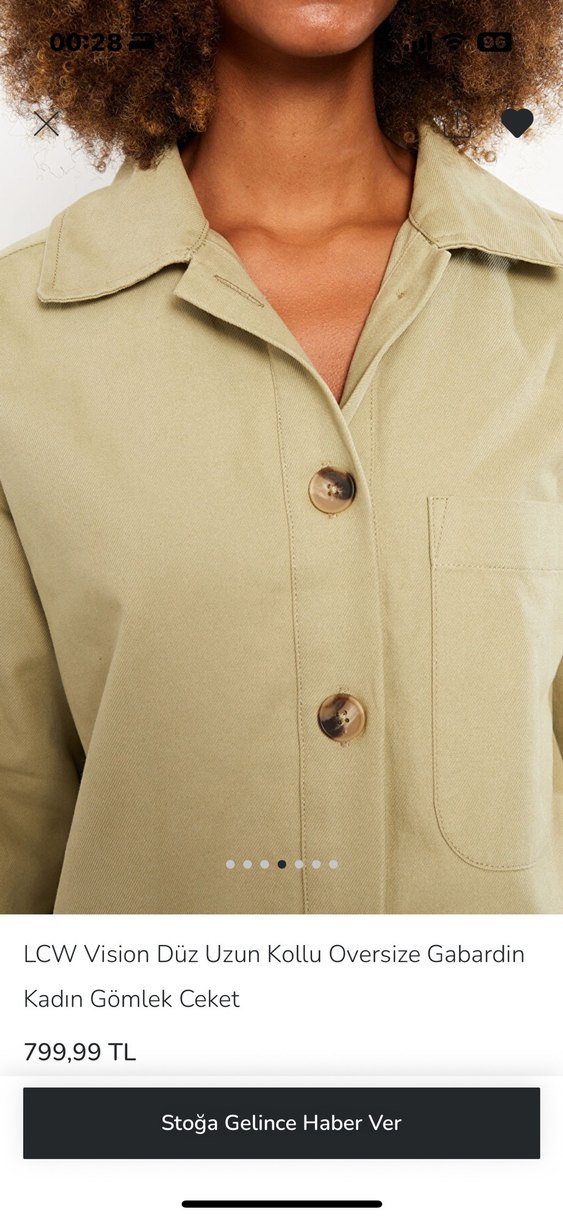 LCW Vision Oversize Gabardin Kadın Gömlek - Görsel 4