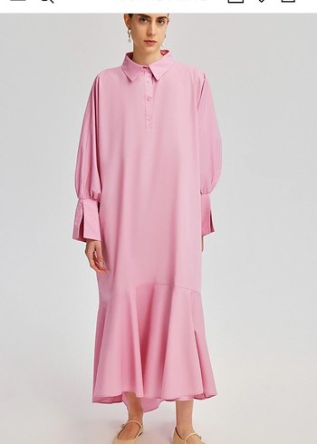 Touche marka Pembe Uzun Kollu Salaş Elbise - Görsel 5