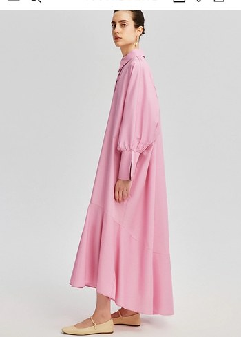 Touche marka Pembe Uzun Kollu Salaş Elbise - Görsel 4