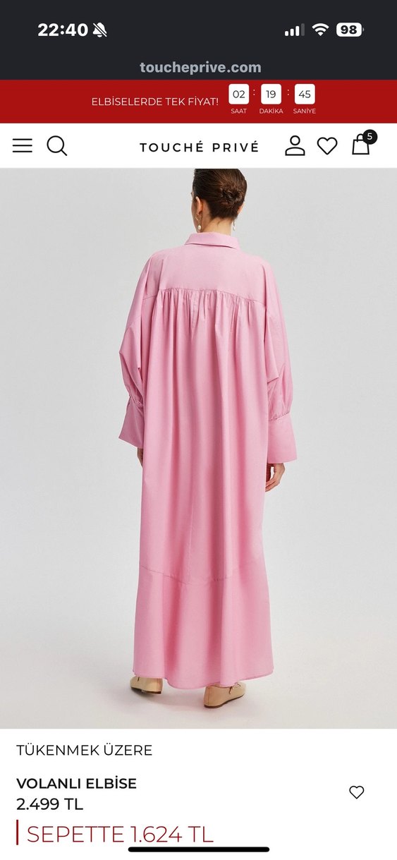 Touche marka Pembe Uzun Kollu Salaş Elbise - Görsel 3