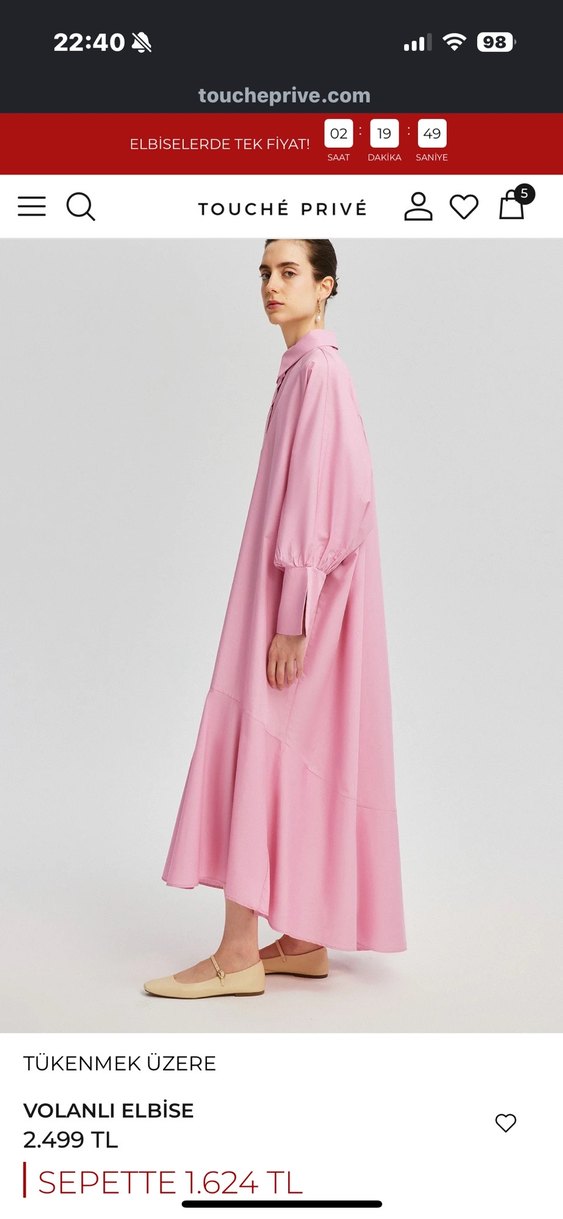 Touche marka Pembe Uzun Kollu Salaş Elbise - Görsel 4