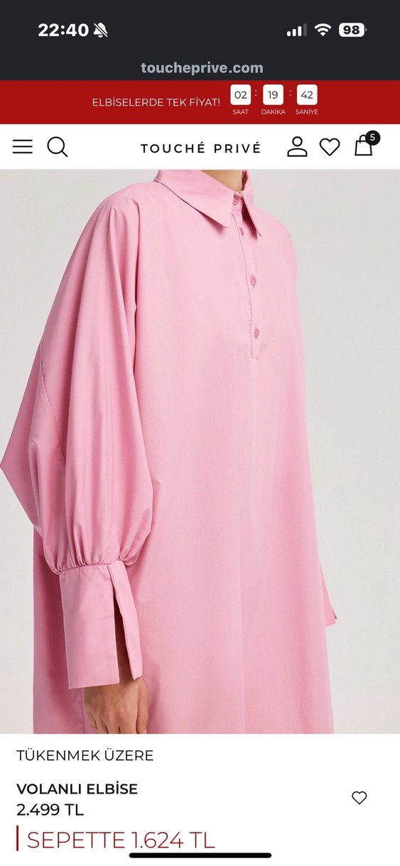 Touche marka Pembe Uzun Kollu Salaş Elbise - Görsel 2