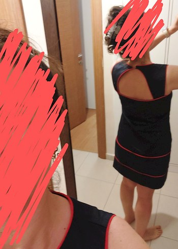 Trendyol & Milla Kırmızı Detaylı Siyah Mini Elbise