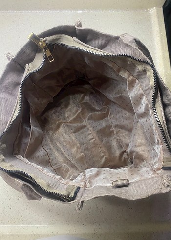 Açık Kahverengi Gri Fermuarlı Baskılı Kadın Omuz Çantası - Görsel 3