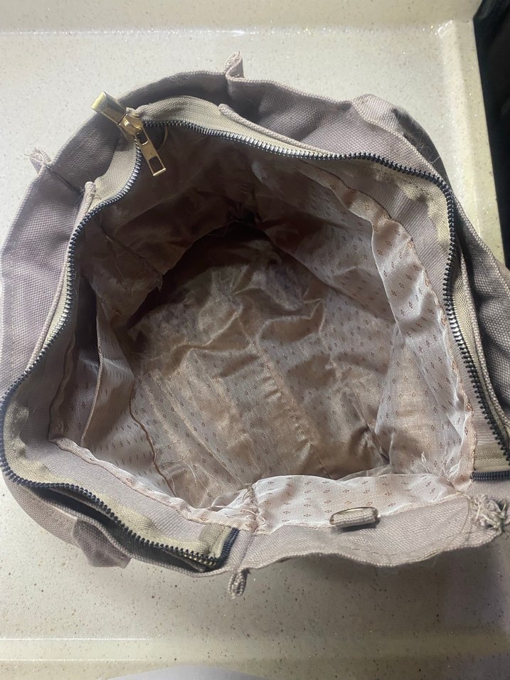 Açık Kahverengi Gri Fermuarlı Baskılı Kadın Omuz Çantası - Görsel 3