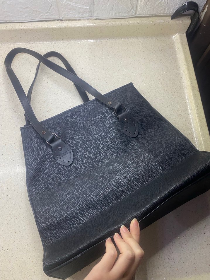 Siyah Deri Tokalı Kadın Çanta - Görsel 4