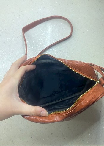 Kiremit Rengi Yılan Derisi Desenli Suni Deri Kadın Çanta - Görsel 2